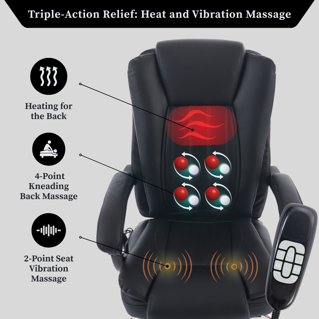 Prime office chair with 4-Point Kneading Massage & Heating Functions