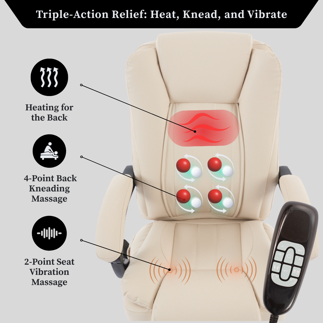 Prime office chair with 4-Point Kneading Massage & Heating Functions