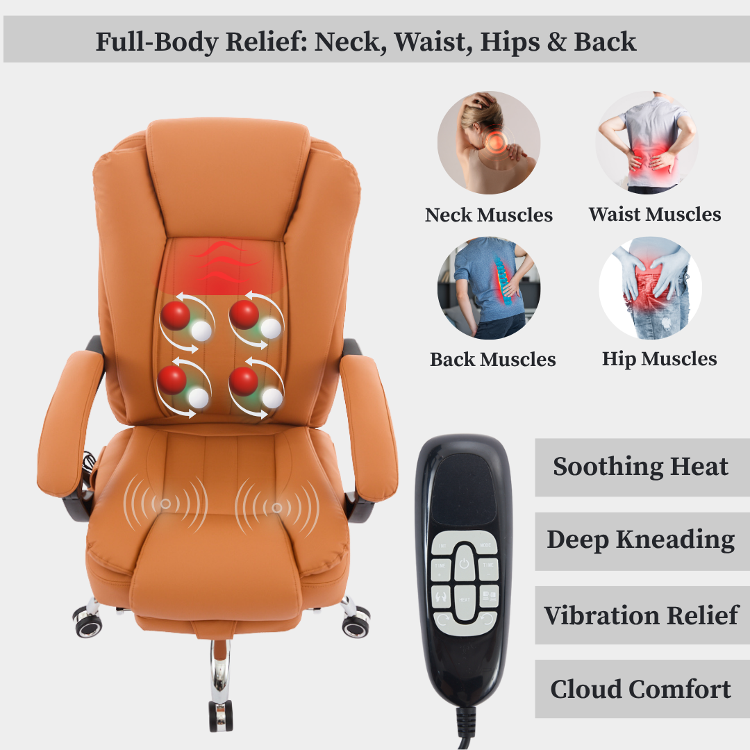 Prime office chair with 4-Point Kneading Massage & Heating Functions