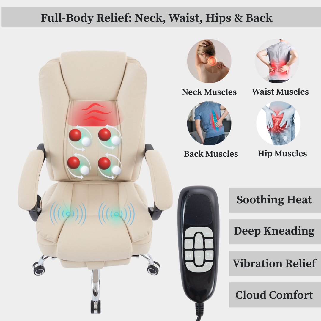 Prime office chair with 4-Point Kneading Massage & Heating Functions