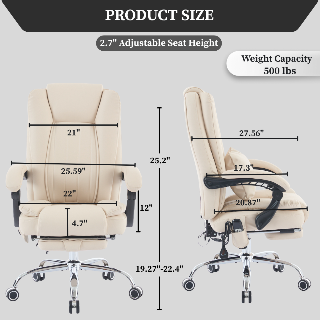 Prime office chair with 4-Point Kneading Massage & Heating Functions