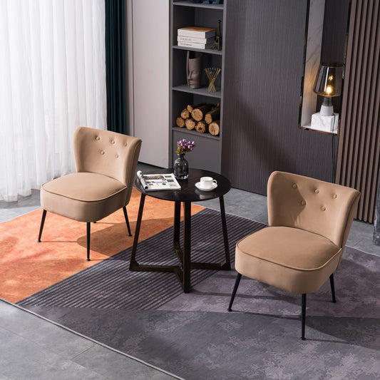 Button Velvet Accent Chair With Adjustable Legs (Set of 2)