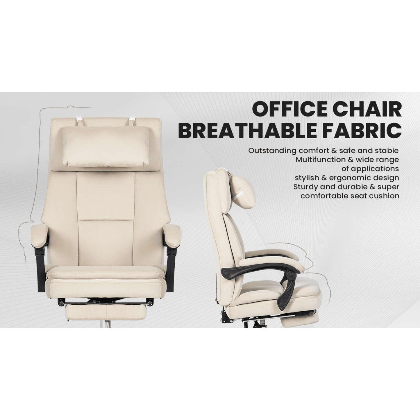 Noosagreen-Velvet-Luxe-Ergonomic-Office-Chair-product-beige-breathable-chai