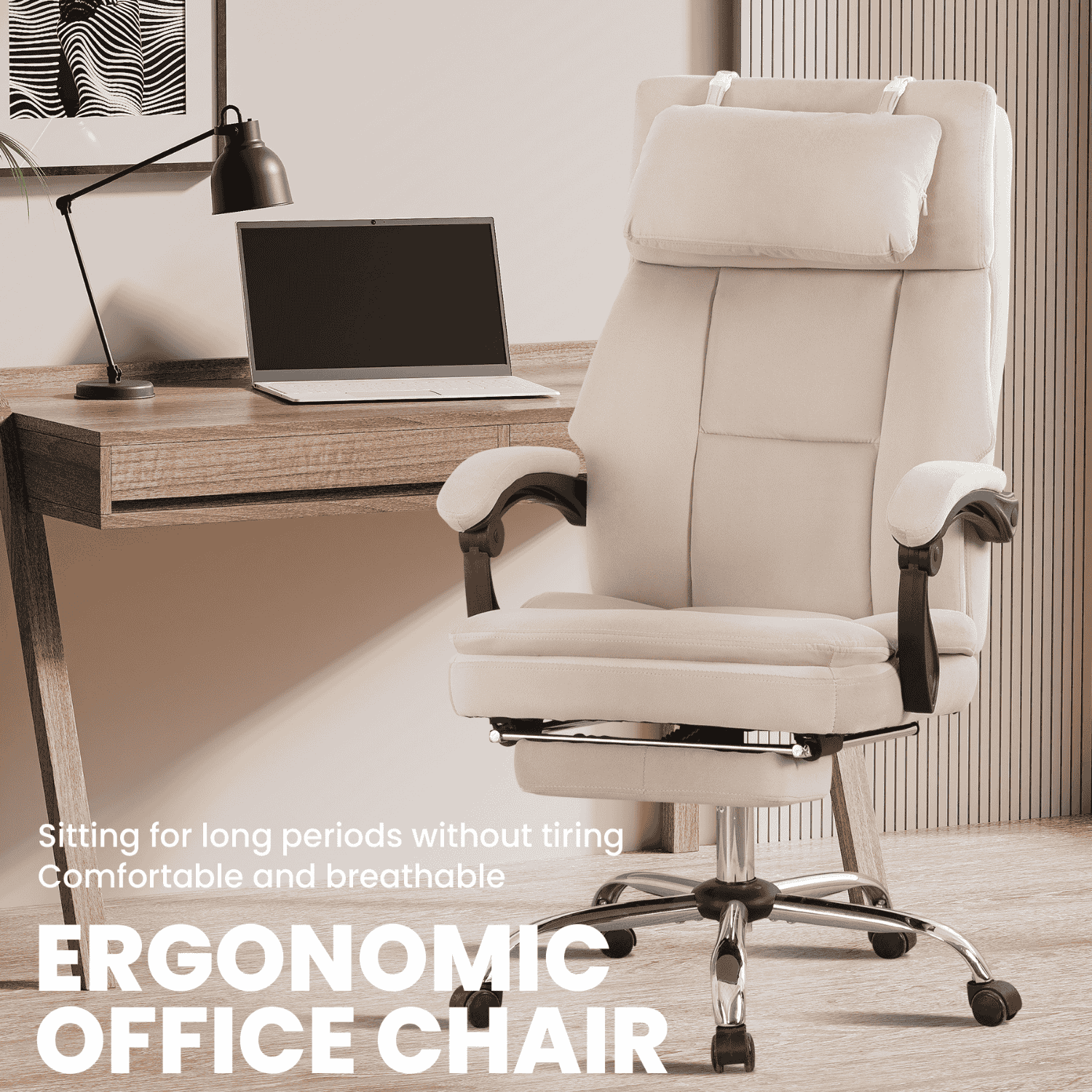Noosagreen-Velvet-Luxe-Ergonomic-Office-Chair-product-beige-cover