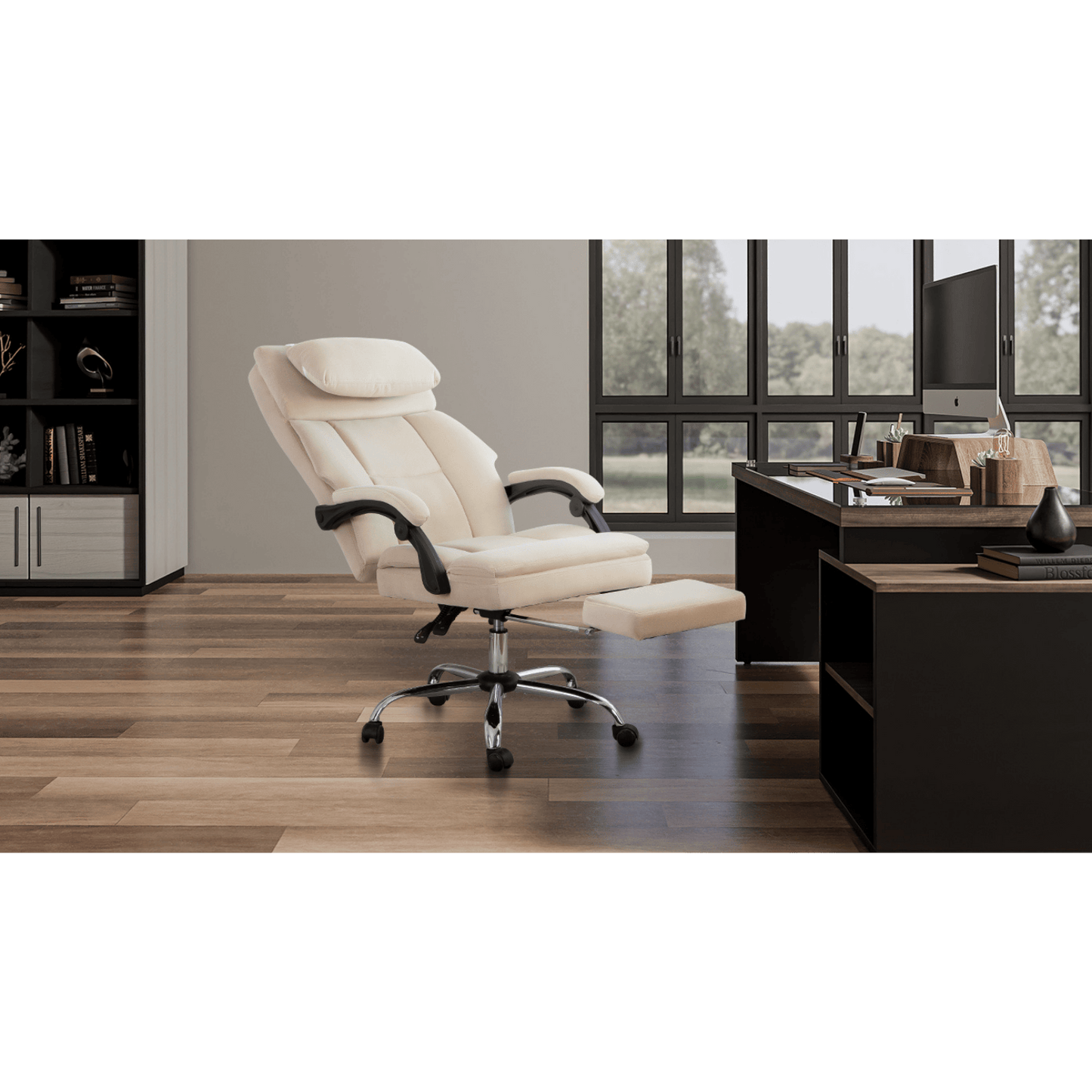 Noosagreen-Velvet-Luxe-Ergonomic-Office-Chair-product-beige 2