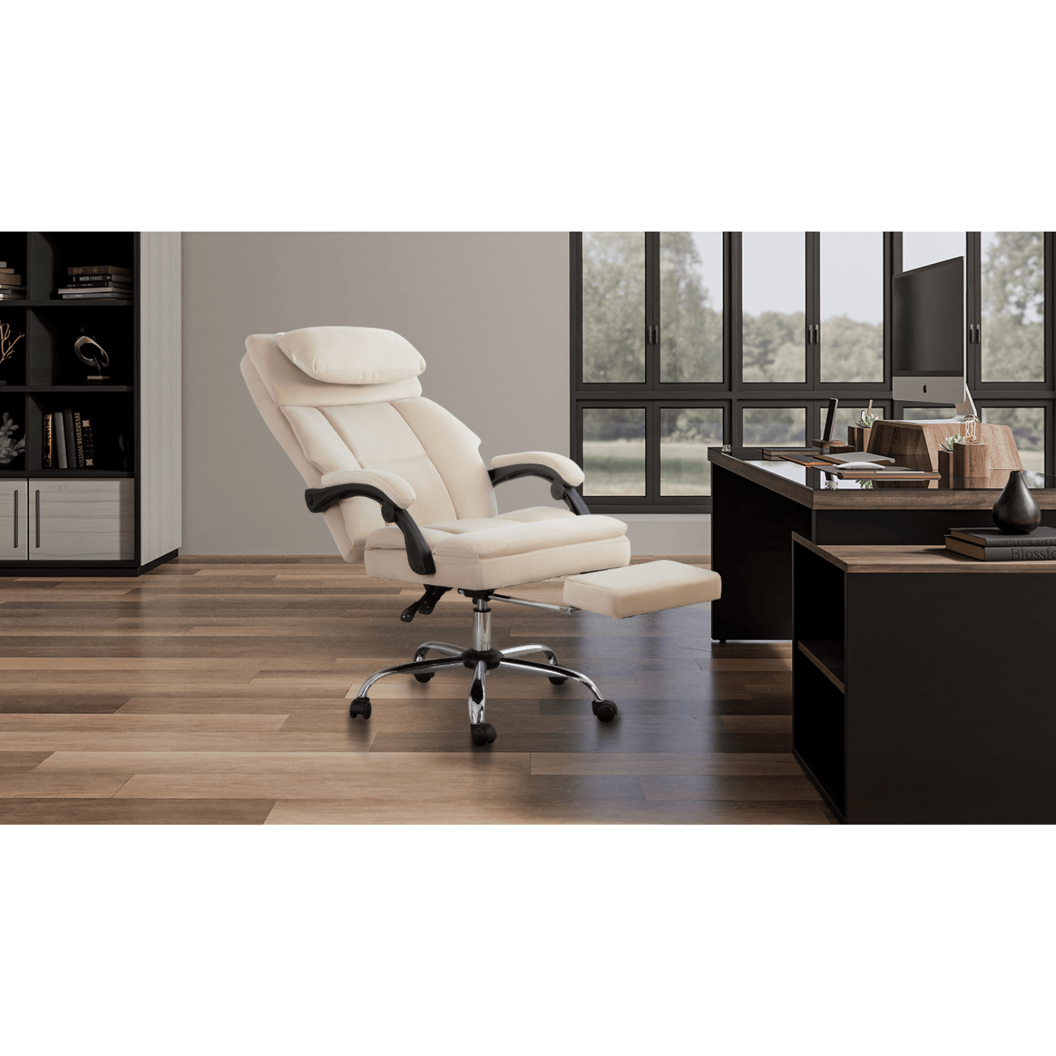Noosagreen-Velvet-Luxe-Ergonomic-Office-Chair-product-beige 2