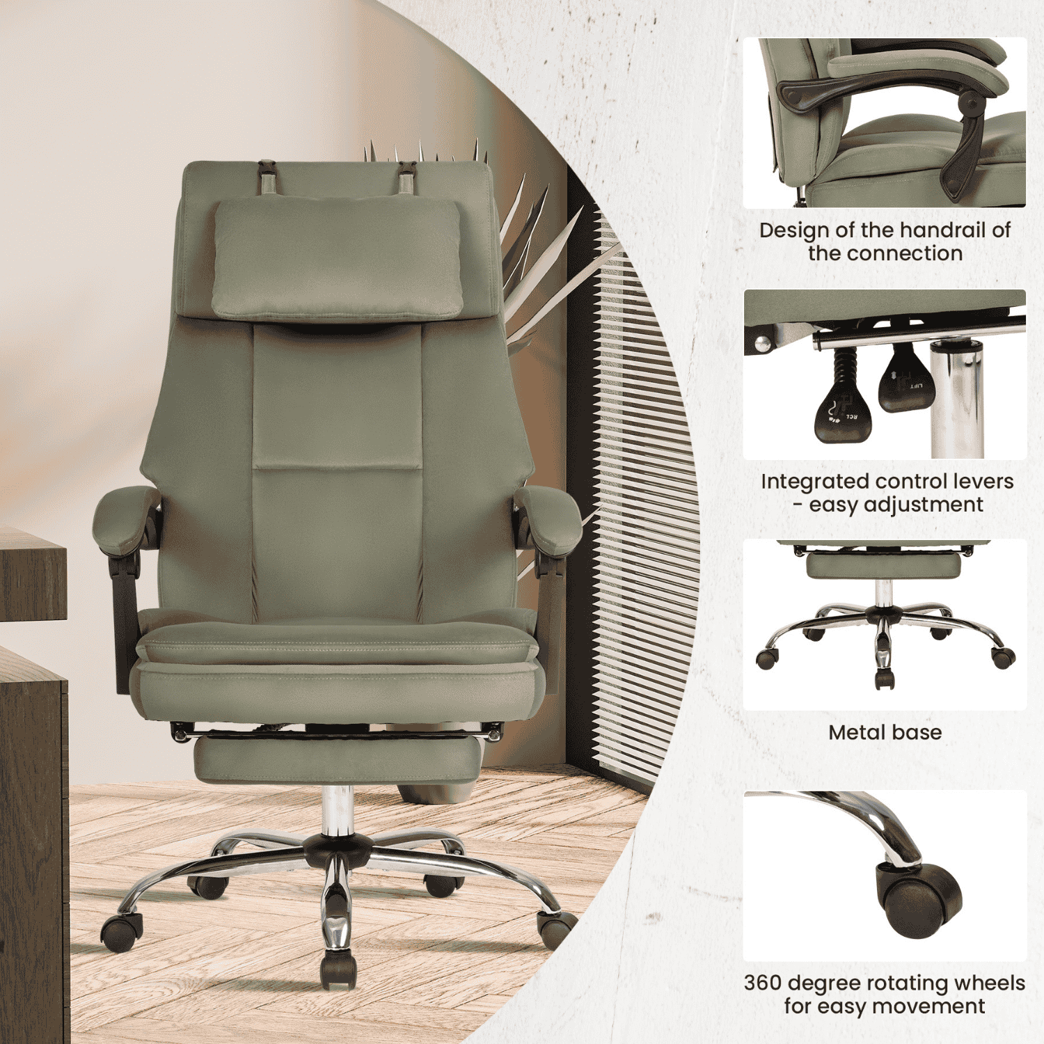 Noosagreen-Velvet-Luxe5-Ergonomic-Office-Chair-product-olive-green-product-details2