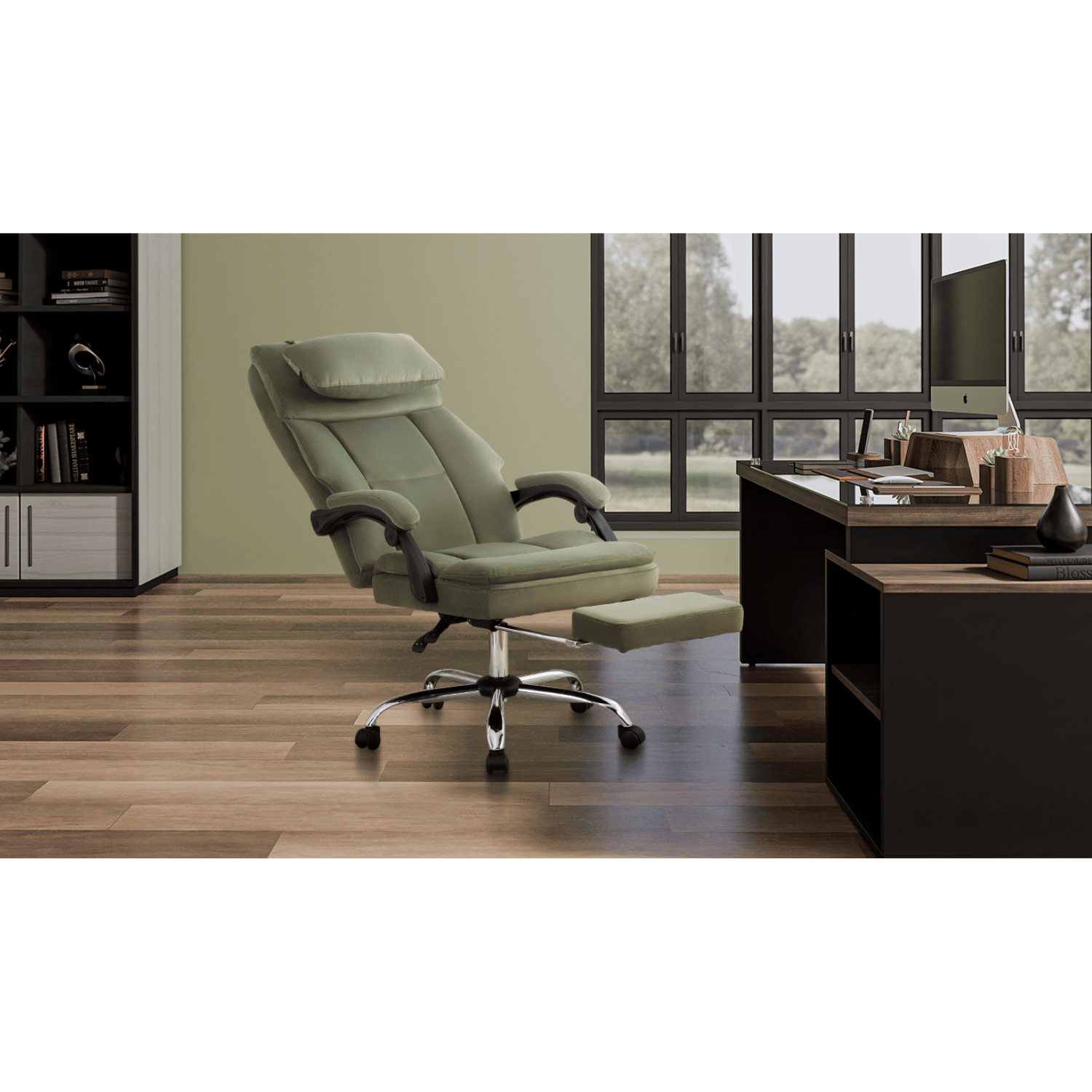 Noosagreen-Velvet-Luxe5-Ergonomic-Office-Chair-product-olive-green