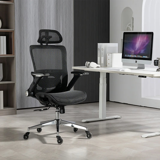 Noosagreen Black Office Mesh Chair with computer table