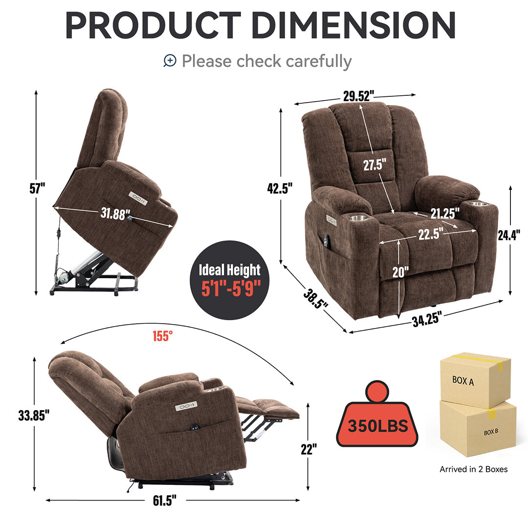 Lift Chair with 8 Points Heat & Massage Function