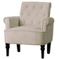 Button Tufted Club Accent Armchairs with Wooden Legs