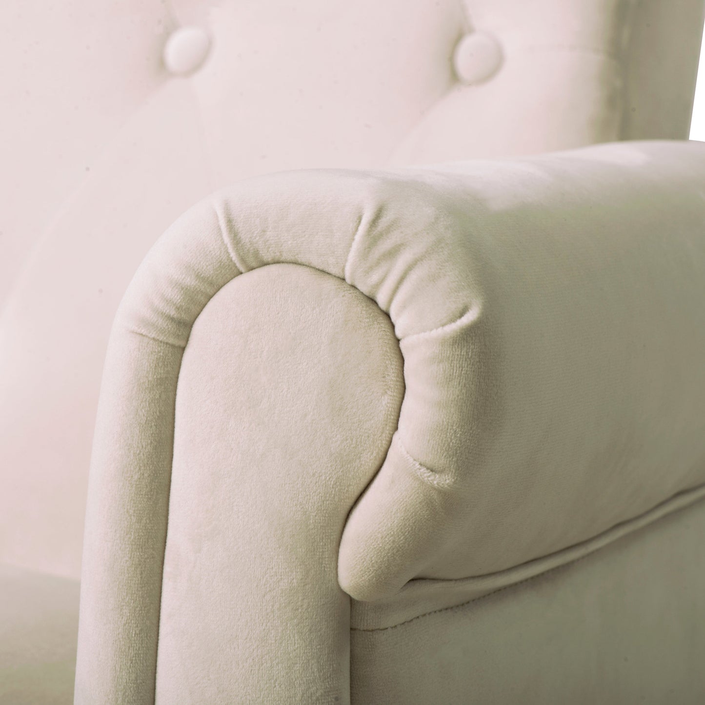 Button Tufted Club Accent Armchairs with Wooden Legs