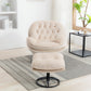 Accent TV Chair Living Room Sofa with Ottoman, Beige
