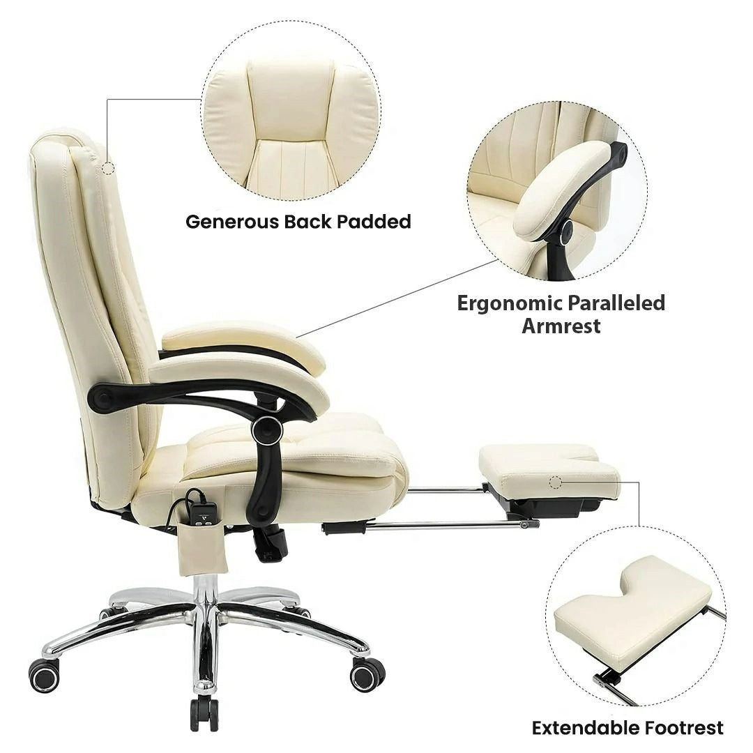 Ergonomic Office Heat Massage Chair, Beige