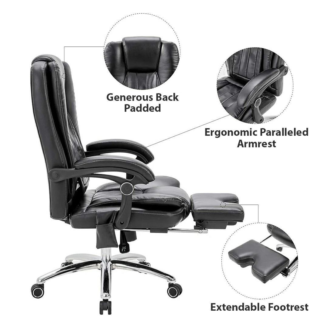 Reclining Office Chair with Footrest, Adjustable Lumbar Support Pillow –  Noosagreen