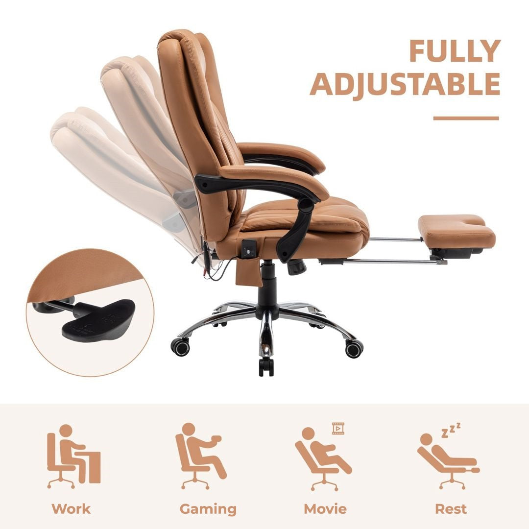 Noosagreen Heated Massage Office Chair, Brown