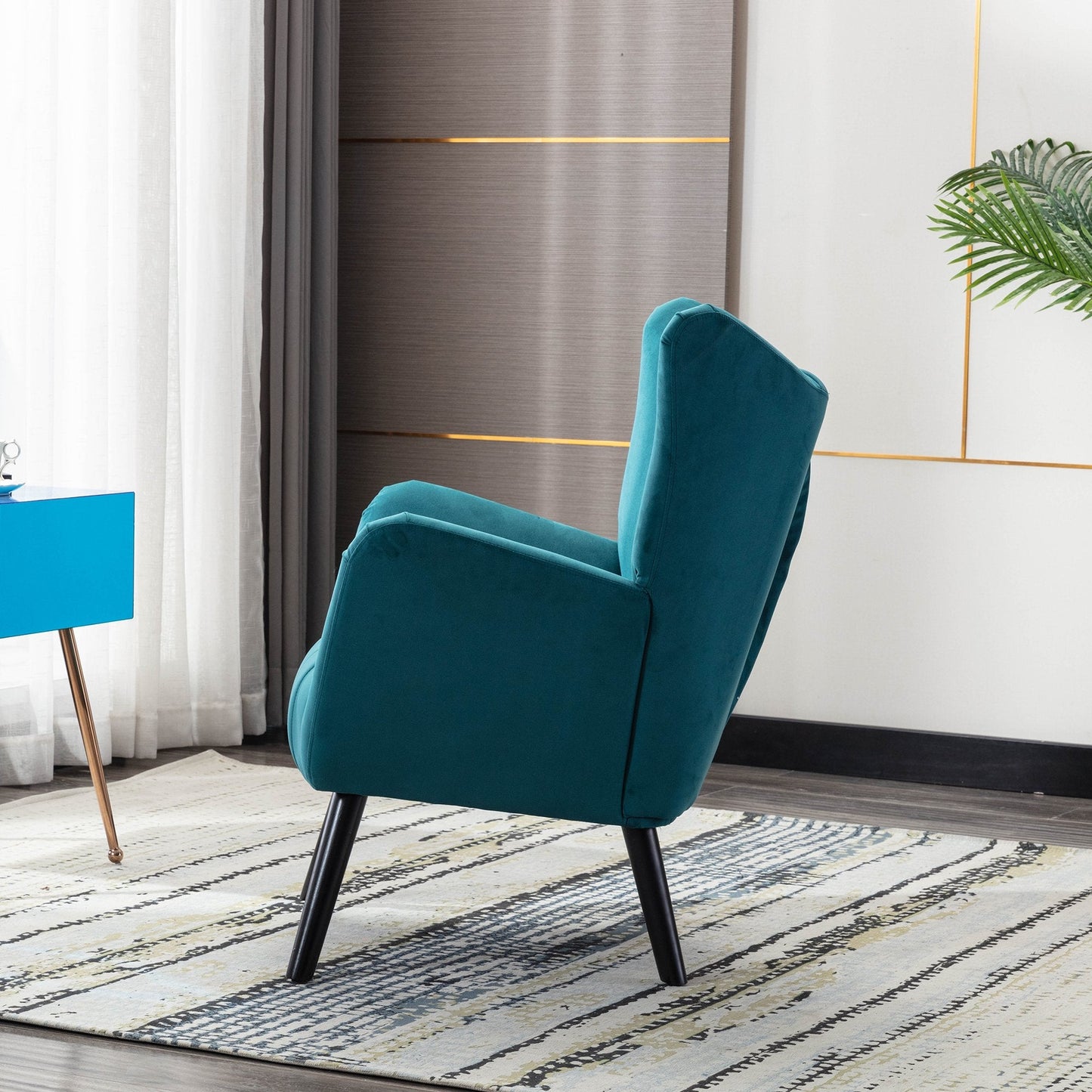 Accent Living Room Armchair with Wood Legs