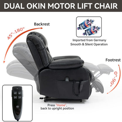 Dual Motor Leather Fabric Power Lift Recliner Chair with Heat and Massage