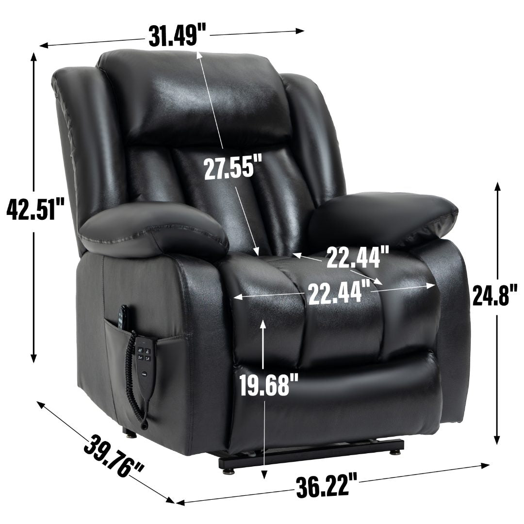 Dual Motor Leather Fabric Power Lift Recliner Chair with Heat and Massage