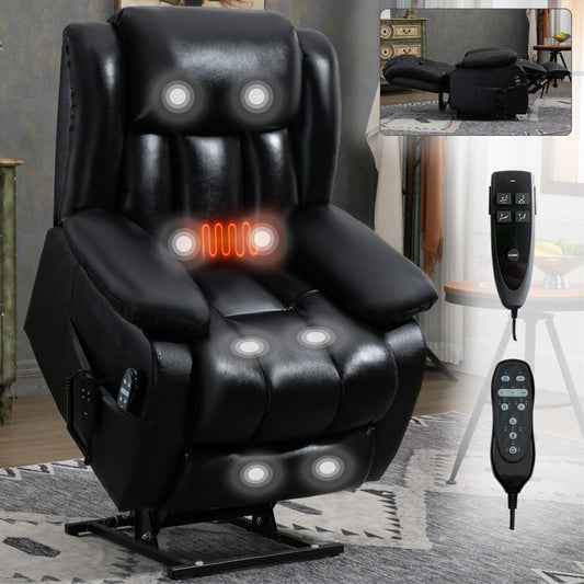 Dual Motor Leather Fabric Power Lift Recliner Chair with Heat and Massage