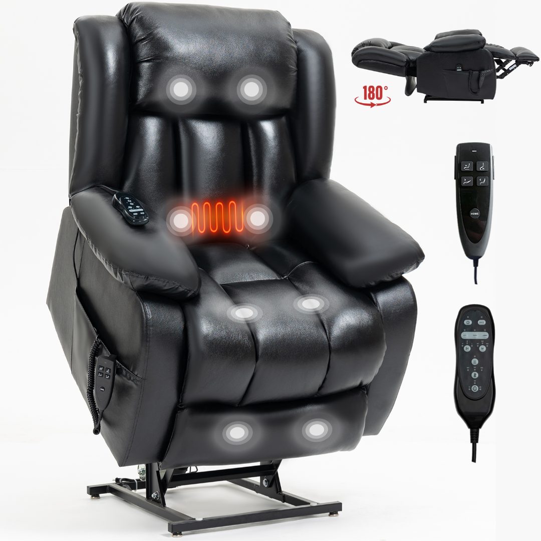 Dual Motor Leather Fabric Power Lift Recliner Chair with Heat and Massage