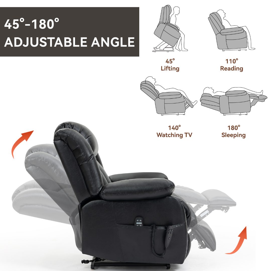 Dual Motor Leather Fabric Power Lift Recliner Chair with Heat and Massage