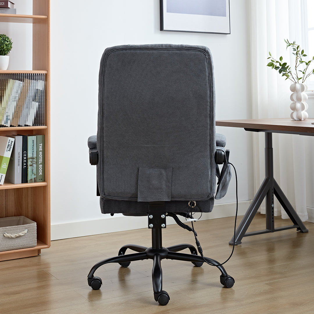 6 Points Massage Office Desk Chair with Heating Functions (Velvet Fabric)