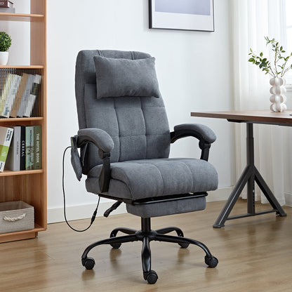 6 Points Massage Office Desk Chair with Heating Functions (Velvet Fabric)