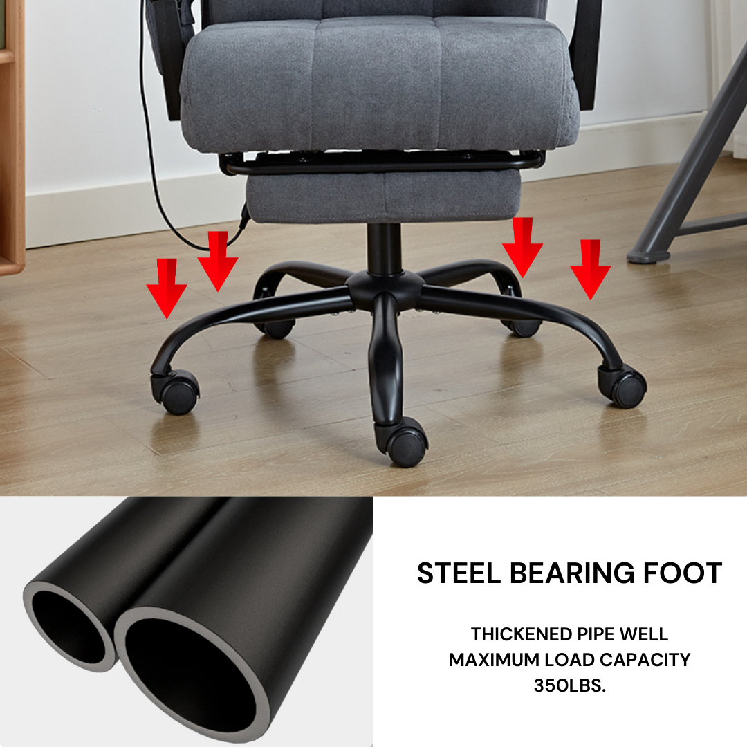 6 Points Massage Office Desk Chair with Heating Functions (Velvet Fabric)