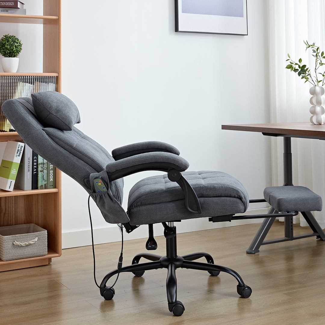 6 Points Massage Office Desk Chair with Heating Functions (Velvet Fabric)