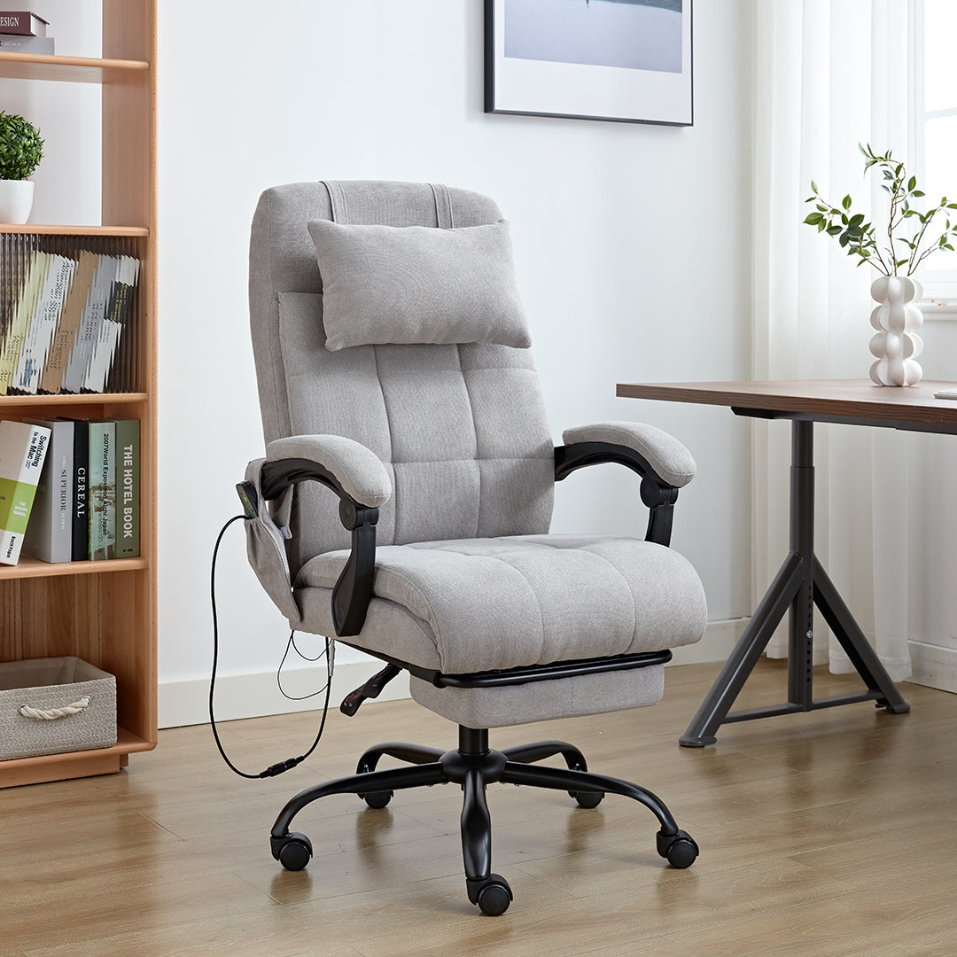 6 Points Massage Office Desk Chair with Heating Functions (Velvet Fabric)