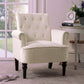 Button Tufted Club Accent Armchairs with Wooden Legs