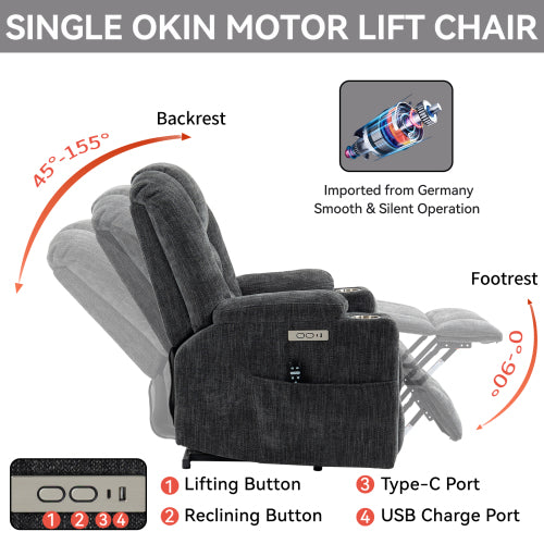 Lift Chair with 8 Points Heat & Massage Function