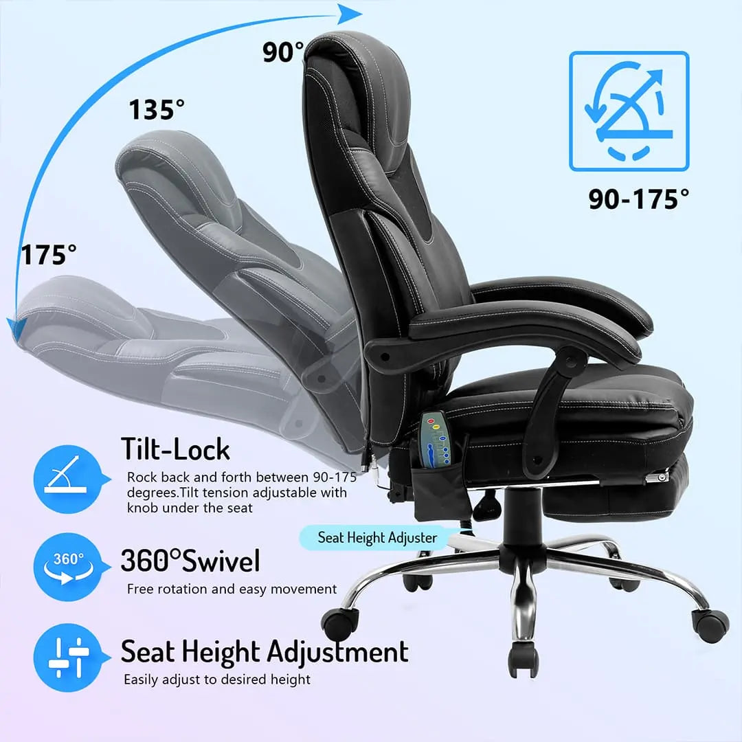 Ergonomic Office Chair with 8 Modes Vibrating Massage & Heating Functi –  Noosagreen